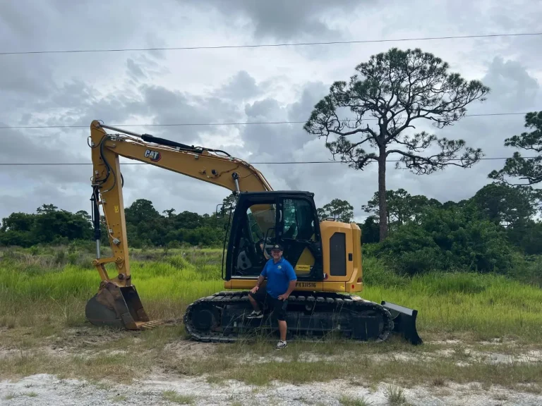 Crotty Services excavator digging on a residential lot