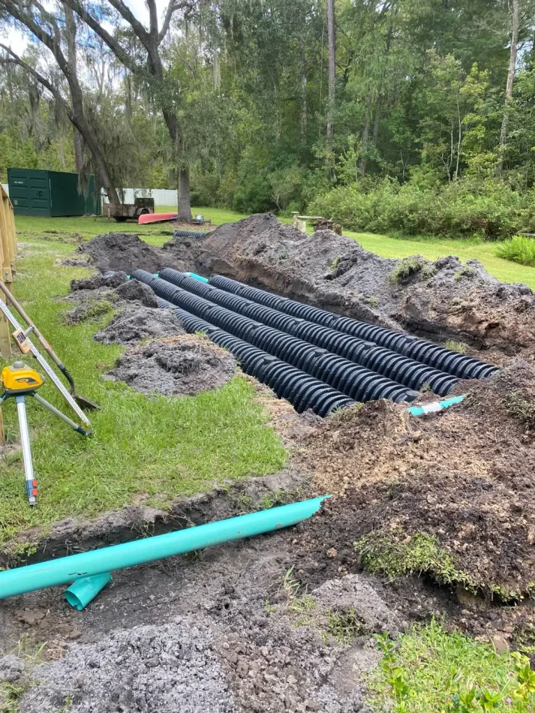 Drainfield lines installed during a replacement
