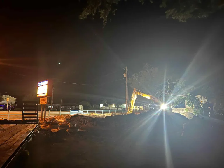 Night work on a commercial septic installation
